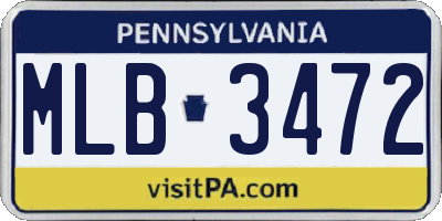 PA license plate MLB3472