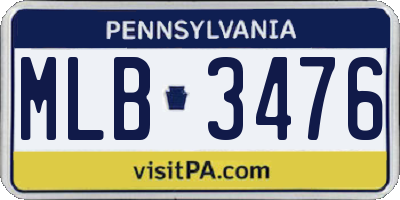 PA license plate MLB3476