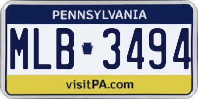 PA license plate MLB3494
