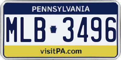 PA license plate MLB3496
