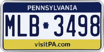 PA license plate MLB3498