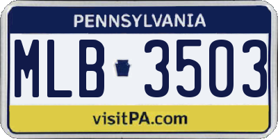 PA license plate MLB3503