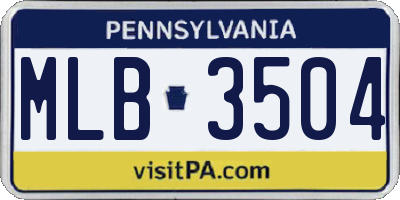 PA license plate MLB3504