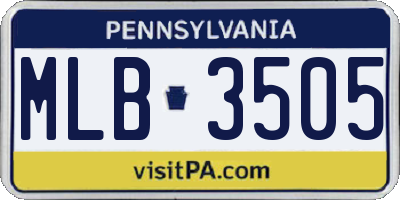 PA license plate MLB3505
