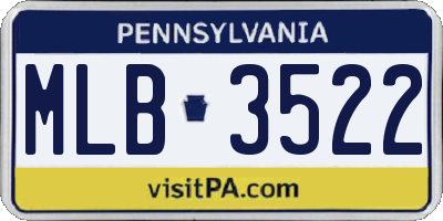 PA license plate MLB3522