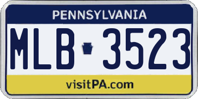 PA license plate MLB3523