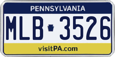 PA license plate MLB3526