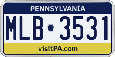 PA license plate MLB3531