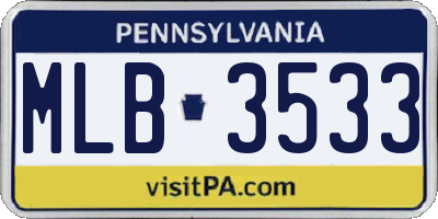 PA license plate MLB3533
