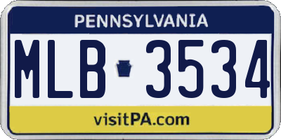 PA license plate MLB3534