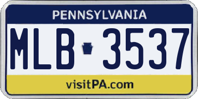 PA license plate MLB3537