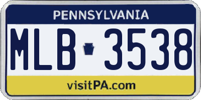 PA license plate MLB3538