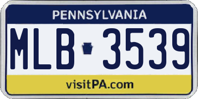 PA license plate MLB3539