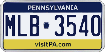 PA license plate MLB3540