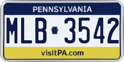 PA license plate MLB3542