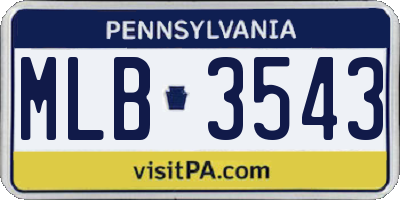PA license plate MLB3543