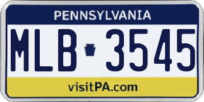 PA license plate MLB3545