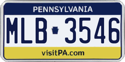PA license plate MLB3546