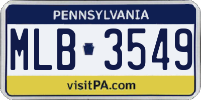 PA license plate MLB3549