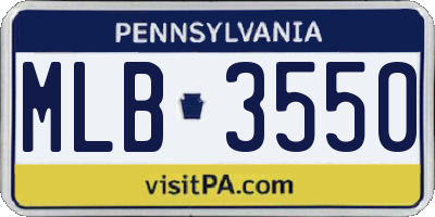 PA license plate MLB3550