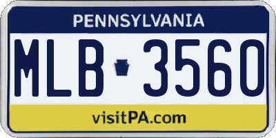 PA license plate MLB3560