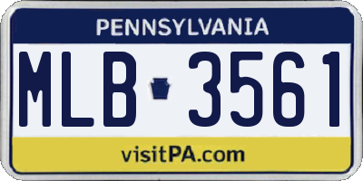 PA license plate MLB3561
