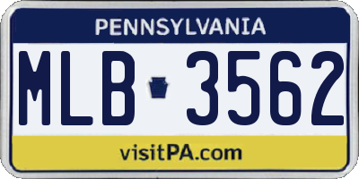 PA license plate MLB3562