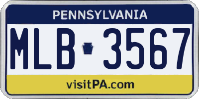 PA license plate MLB3567