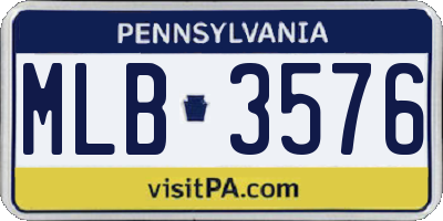 PA license plate MLB3576