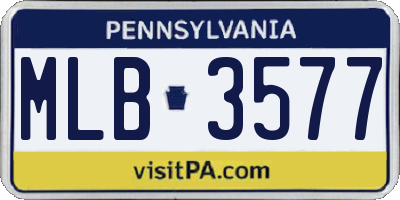 PA license plate MLB3577