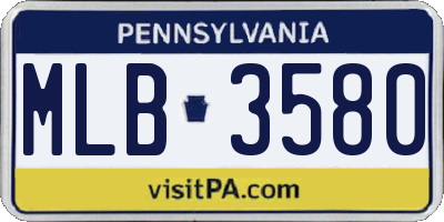 PA license plate MLB3580
