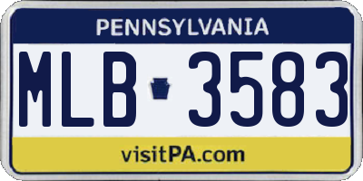 PA license plate MLB3583