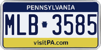 PA license plate MLB3585