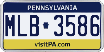PA license plate MLB3586