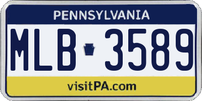 PA license plate MLB3589