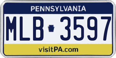 PA license plate MLB3597