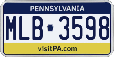 PA license plate MLB3598