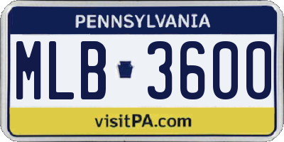 PA license plate MLB3600