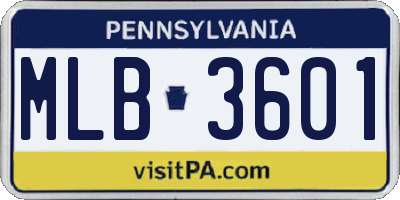 PA license plate MLB3601
