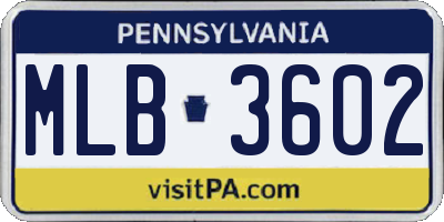 PA license plate MLB3602