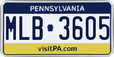 PA license plate MLB3605