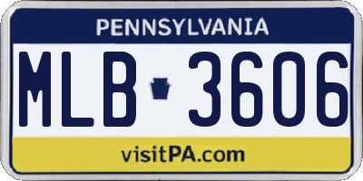 PA license plate MLB3606