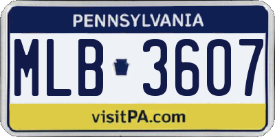 PA license plate MLB3607