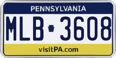 PA license plate MLB3608