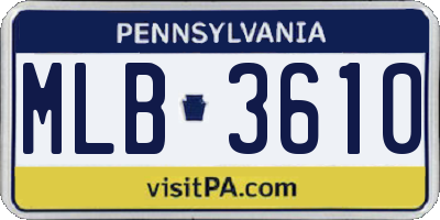 PA license plate MLB3610