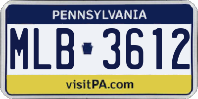 PA license plate MLB3612