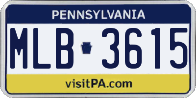 PA license plate MLB3615