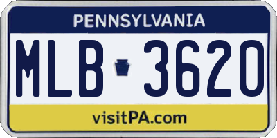 PA license plate MLB3620