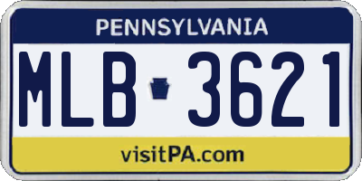 PA license plate MLB3621