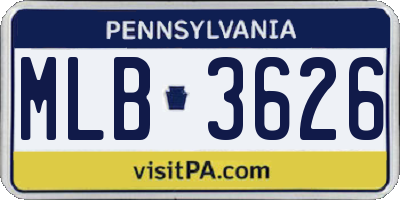 PA license plate MLB3626